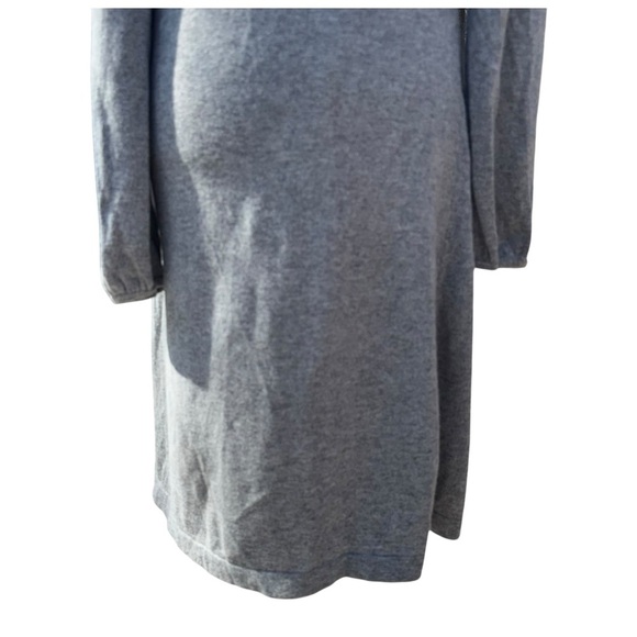 BODEN Cotton Cashmere Rabbit Fur Blend Cowl Neck Sweater Midi Dress Gray Size 14 - Picture 5 of 16